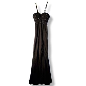 NWOT LULUS Luxe Allure Beaded Rhinestone Bustier Maxi Dress Sz XS